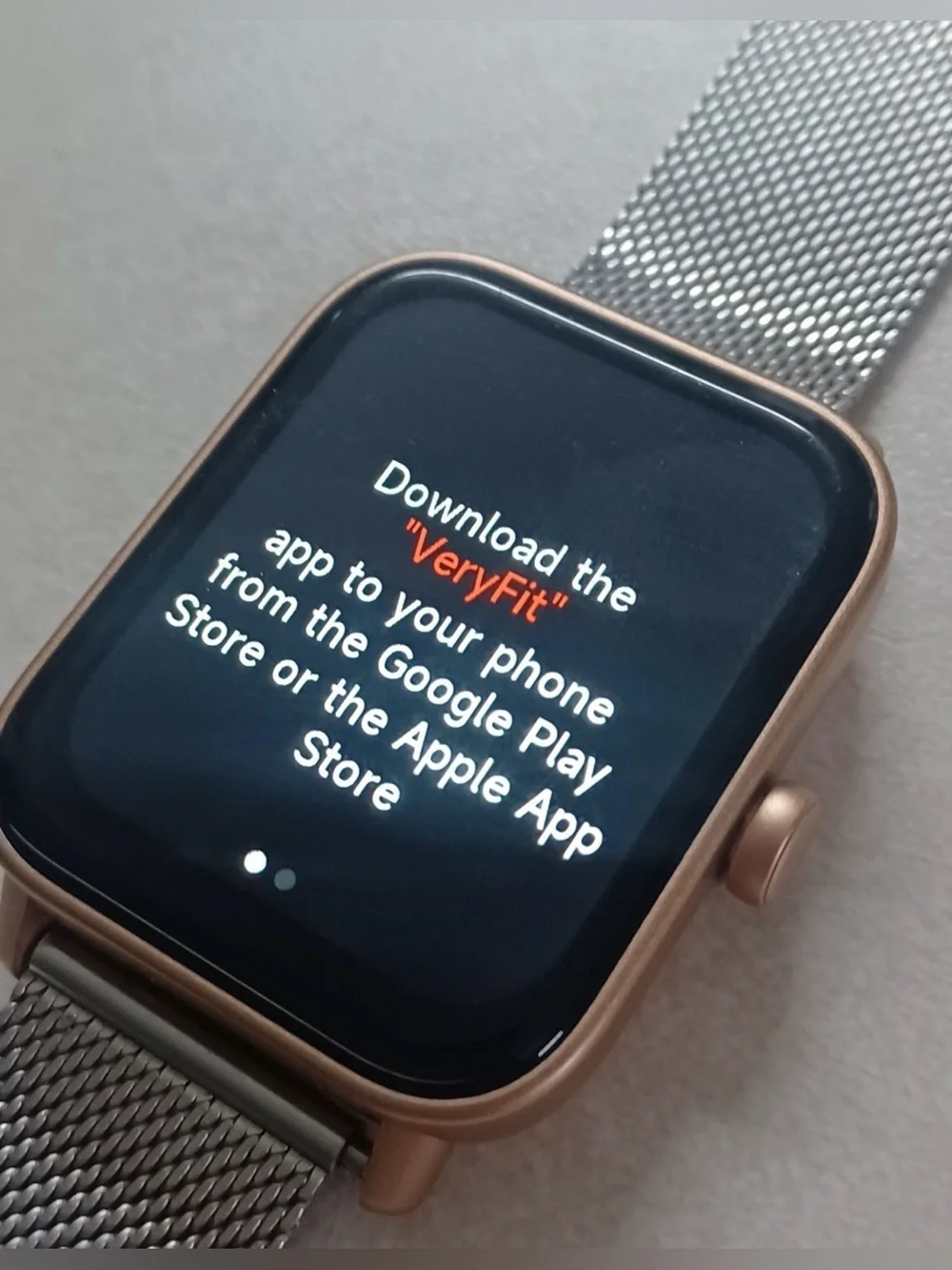 Smartwatch with Rose Gold Case & Stainless Steel Mesh Band